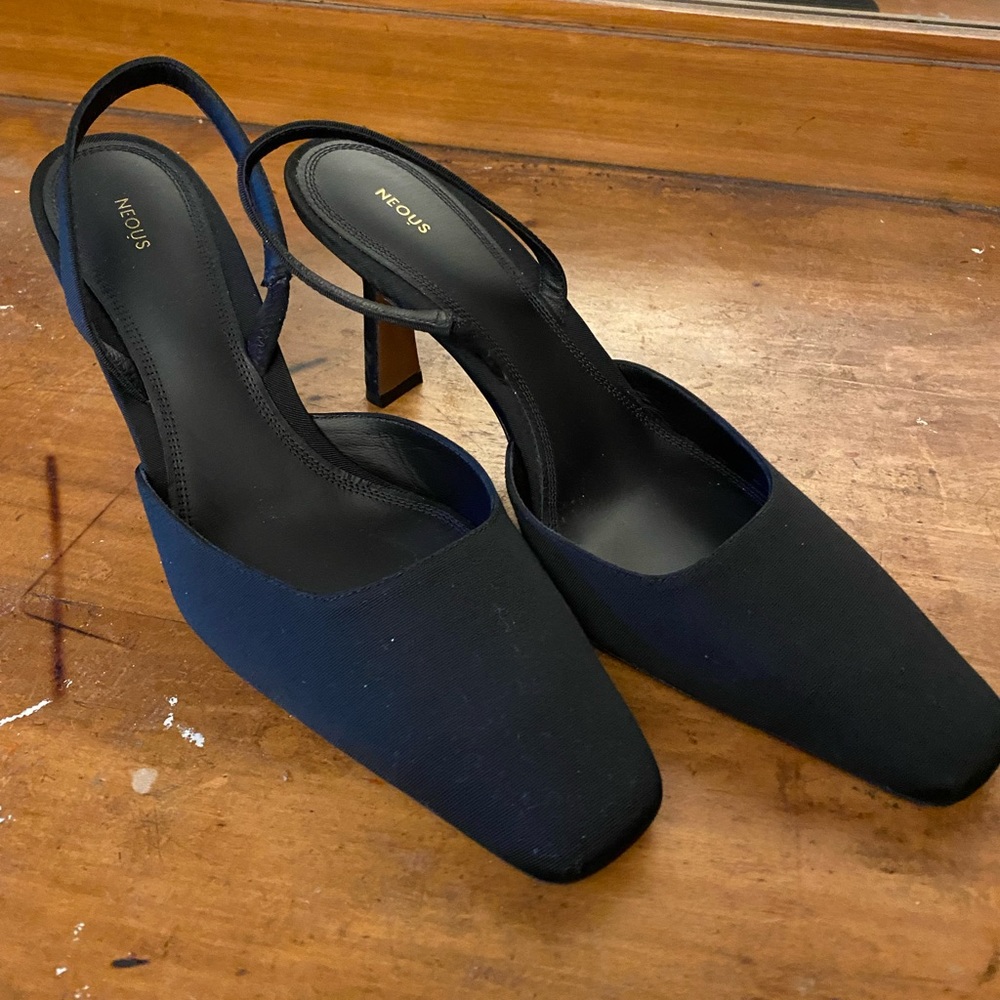 Black sling back shoes